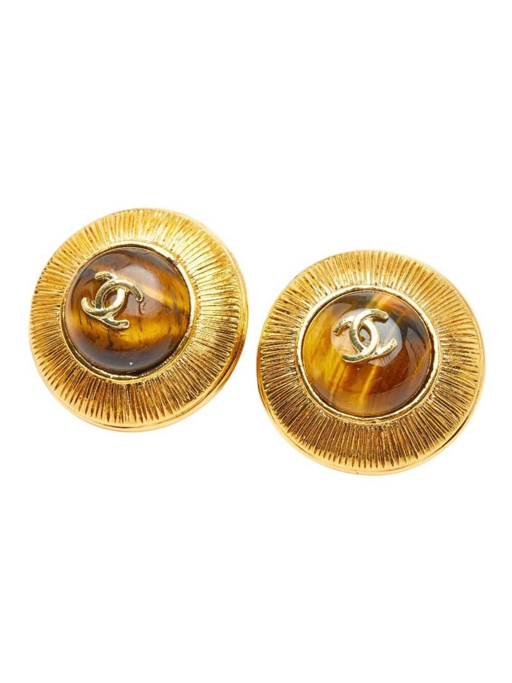 Chanel Cc Logo Round Clip-On Earrings #256871C58B